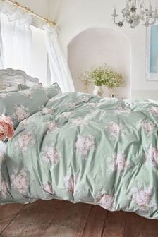 Shabby Chic by Rachel Ashwell® Bella Rose Green Flat Piped Duvet Cover and Pillowcase Set (D71528) | €61 - €108