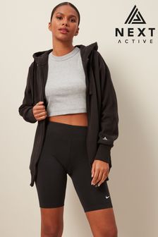 Black Next Active Sports Longline Zip Through Hoodie (D71570) | BGN 101