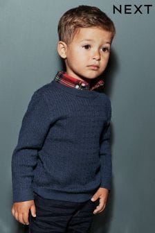 Marineblau - Pullover mit Zopfmuster und Stehkragen (3 Monate bis 7 Jahre) (D71640) | 16 € - 18 €