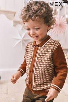 Long Sleeve Patterned Knit Polo Shirt (3mths-7yrs)