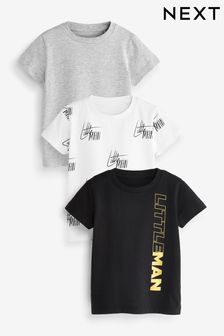  (D71678) | €16 - €21 Čierno-biela so sloganom - Krátkorukávové tričká s postavičkou 3-balenie (3 mes. – 7 rok.)