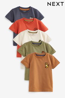 Navy Blue/Khaki Green Short Sleeves T-Shirt 5 Pack (3mths-7yrs) (D71684) | AED94 - AED113