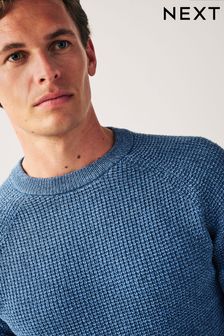 Blue Regular Knitted Textured Jumper (D71686) | kr309