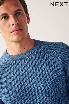 Blue Regular Knitted Textured Jumper (D71686) | $43