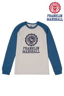 Franklin & Marshall Cream Raglan Vintage Crest T-Shirt (D71704) | ₪ 93 - ₪ 112