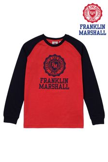 Franklin & Marshall Red Raglan Vintage Crest T-Shirt (D71705) | ₪ 93 - ₪ 112