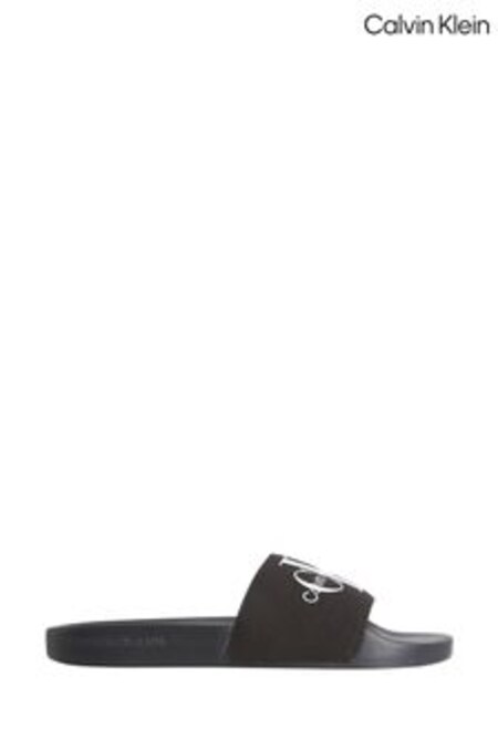 حذاء مفتوح أسود بشعار من Calvin Klein (D71761) | 21 ر.ع
