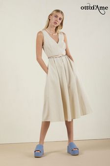 Ottod Ame Cream Sleeveless Midi Dress (D71762) | 489 zł