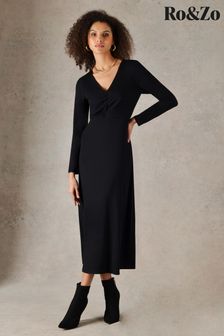 Ro&Zo Black Ruch Front Dress (D71772) | $114