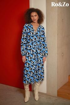 Ro&Zo Blue Tile Print Shirt Dress (D71773) | €53