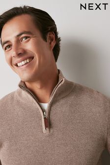 Neutro - Jersey con cremallera en el cuello - Suéter de algodón de corte estándar y cuello con cremallera Premium (D71794) | 51 €