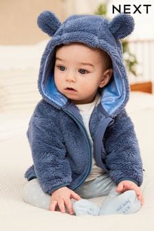 Tmavomodrá - Pohodlná plyšová bunda pro miminka s beránkem a medvědem (0-18 měsíců) (D71797) | 530 Kč - 570 Kč