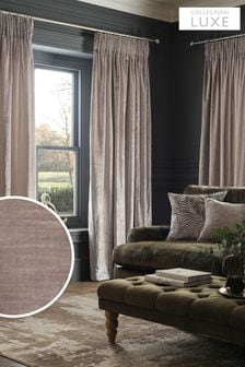 Champagne Gold Collection Luxe Heavyweight Lined Plush Velvet Pencil Pleat Curtains (D71808) | AED441 - AED1,146