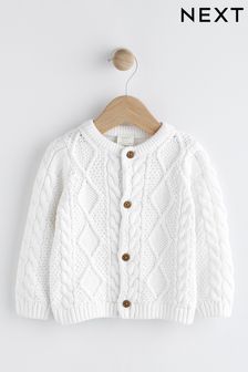 White Cable Knitted Baby Cardigan (D71878) | $28 - $32