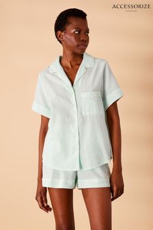 Pyjama Accessorize Rayé Shorts en Vert crépon (D72098) | €20