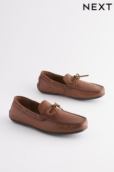 Tan Brown Leather Driving Shoes (D72262) | ₪ 179