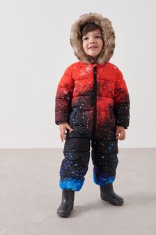 Imprimeuri galaxie Roșu - Costum de zăpadă cu glugă și garnitură de blană artificială (3 luni - 7 ani) (D72379) | 265 LEI - 298 LEI