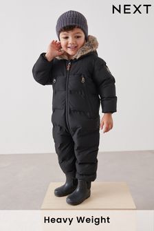 Zimní overal s lemem s kapucí a umělou kožešinou (3 m -7 let)