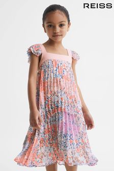 Reiss Pink Print Aster Junior Floral Printed Pleated Dress (D72431) | $133