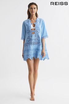 Reiss Blue Etta Embroidered Kaftan (D72439) | €214