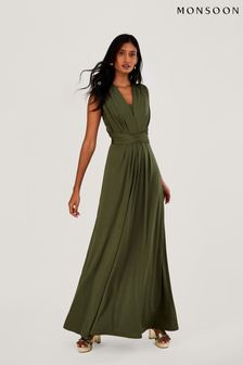 Monsoon Green Thea Twist Me Tie Me Maxi Dress (D72451) | €153