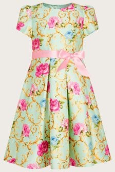 Monsoon Green Baroque Rose Foil Print Dress (D72454) | €42 - €48