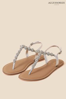 Accessorize Silver Reno Sparkle Diamante Sandals