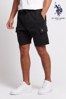 U.S. Polo Assn. Mens Black Interlock Utility Shorts