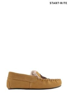 Start-Rite Brown Snuggle Bee Suede Moccasin Warm Slippers (D72725) | €15.50