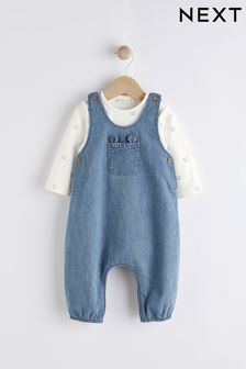Denim Blue Baby Dunagrees and Bodysuit Set (0mths-2yrs) (D72728) | TRY 518 - TRY 575
