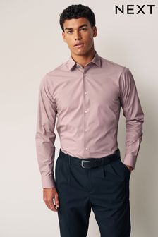 Темно-розовый - Зауженный крой - Рубашка с одним манжетом из легкой в уходе ткани (D72887) | €27