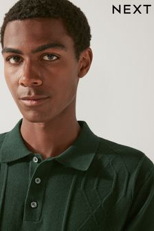 Green Tipped Cable Long Sleeve Polo Shirt (D72906) | €18