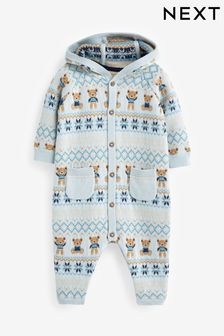 Pale Blue Fairaisle Knitted Baby Rompersuit (0mths-2yrs) (D72908) | TRY 460 - TRY 506
