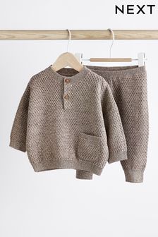 Mink Brown Waffle Knit Baby Jumper And Leggings Set (0mths-2yrs) (D72913) | 26 € - 30 €