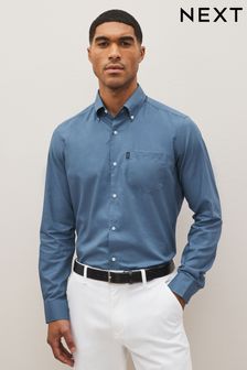 Dusky Blue Slim Fit Easy Iron Button Down Oxford Shirt (D72936) | 28 €
