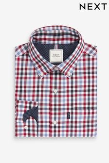 Red/Navy Blue Gingham Regular Fit Easy Iron Button Down Oxford Shirt (D72943) | 31 €