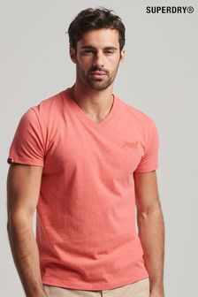 Superdry Pink Organic Cotton Vintage Logo V-Neck T-Shirt (D72971) | SGD 39