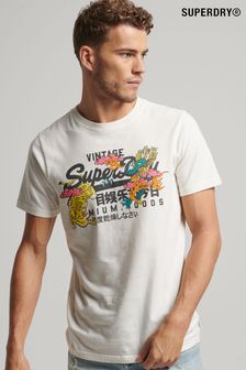 Superdry White Japanese Graphic Logo T-Shirt (D72980) | AED150