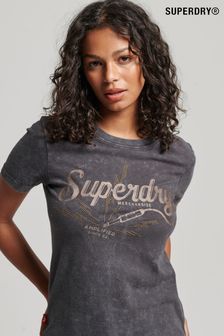 Superdry Black Vintage Merch Store Skinny T-Shirt (D73026) | AED150