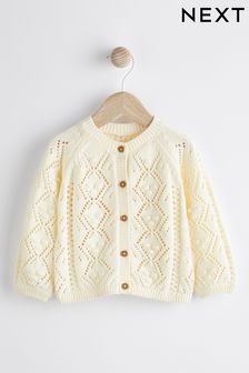 White Bobble Knit Baby Cardigan (0mths-2yrs) (D73100) | 64 QAR - 74 QAR