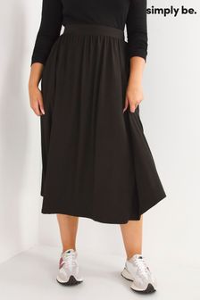Simply Be Black Supersoft Jersey Pocket Maxi Skirt (D73234) | 126 QAR