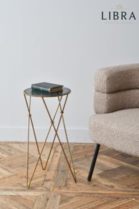 Libra Interiors Gold Sassari Geometric Smoked Glass Side Table (D73421) | €145