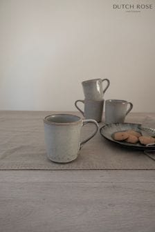 Dutch Rose Cream Green Organic Set 4 Mugs Set of 4 Gift Boxed (D73531) | €46
