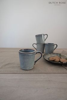 Dutch Rose Blue Green Organic Set 4 Mugs Set of 4 Gift Boxed (D73539) | €46