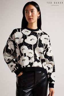 Ted Baker Pipha Black Cropped Jacquard Knitted Sweatshirt (D73614) | €64