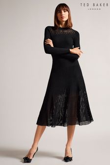 Črna srednje dolga obleka iz organze Ted Baker Latinia Ottoman (D73649) | €157