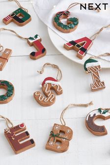 Brown Resin Gingerbread Alphabet Christmas Bauble (D73670) | €5