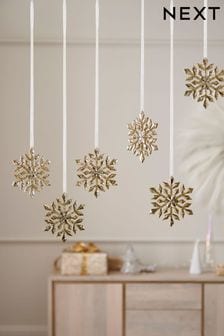 6 Pack Gold Shatterproof Snowflake Christmas Baubles (D73677) | €6.50