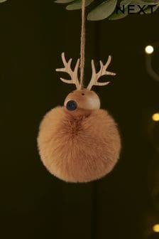 Brown Faux Fur Reindeer Christmas Bauble (D73681) | €7.50