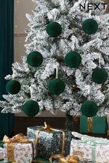 Beflockte Weihnachtsbaumkugeln im 9er-Pack (D73689) | 15 €